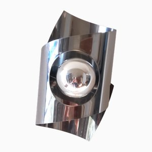 Space Age Stainless Steel Wall Light, 1970s