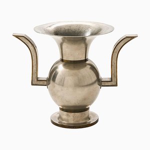 Vase en Étain et Laiton attribué à Nils Fougstedt, 1929