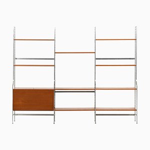 Large Bookcase in Teak and Chromed Steel attributed to Nils Strinning, 1960s