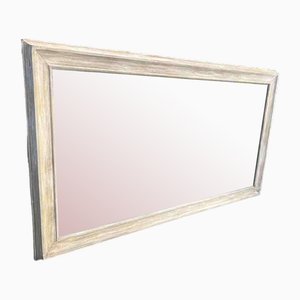 Espejo inglés antiguo grande de madera tallada y pintada