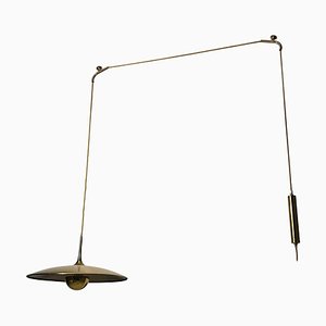 1st Edition Brass Pendant Lamp with Counterweight attributed to Florian Schulz, 1960s