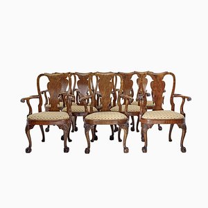 Carved Queen Anne Walnut Dining Chairs by Spillman & Co., 1890s, Set of 8