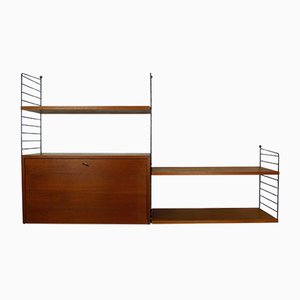 Teak Wall Unit with Cabinet by Nisse Strinning for String, 1950s