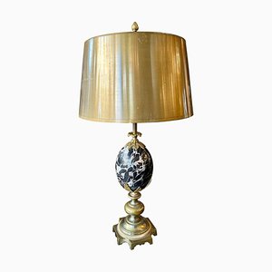 Ouef Rocaces Bronze and Portoro Marble Table Lamp attributed to Maison Charles for Maison Charles, 1970