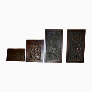 Carved Oak Door Panels, Set of 4