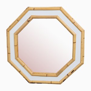 Vintage Bohemian Bamboo Octagon Wall Mirror, Italy, 1960s