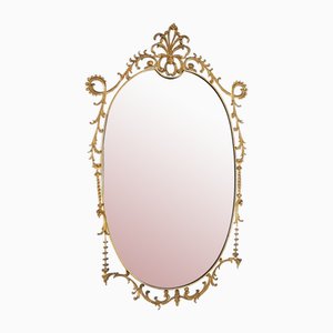 Italian Brass Baroque Style Decorative Wall Mirror, 1960s