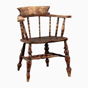 Chaise Captains Antique en Bois d'Orme, Angleterre, 1890s