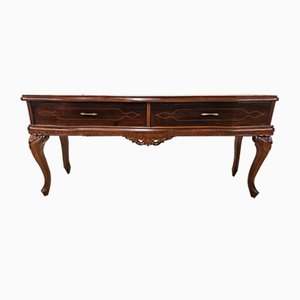 Toeletta vintage in stile Chippendale in noce con manici in ottone, anni '30