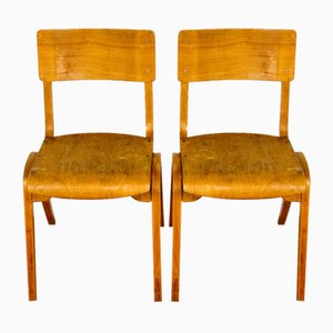 Chaises d'Ecole Vintage en Hêtre, 1960, Set de 2