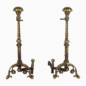 Morillos neogóticos de bronce, década de 1890. Juego de 2