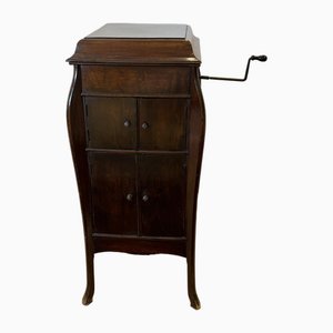 Mid-Century English Hand-Cranked Gramophone with Records, 1930s