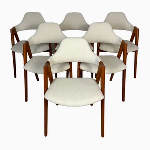 Sillas de comedor Compass danesas de teca de Kai Kristiansen para Sva Møbler, años 50. Juego de 6