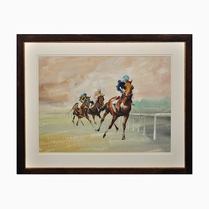 John Rattenbury Skeaping, A Three Horse Race, 1963, Gouache & Watercolor, Framed