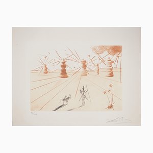 Salvador Dali, Don Quixote and the Windmills, Original Engraving