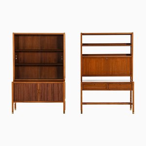 Cabinets in Walnut and Glass by Carl-Axel Acking, 1950s, Set of 2