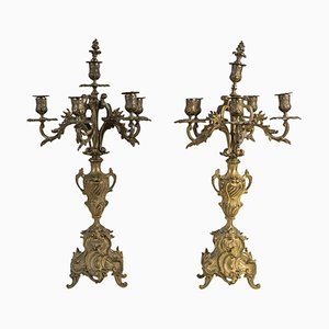 Candélabre Antique en Bronze, Set de 2