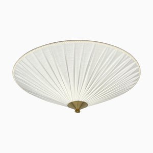 Creme Fabric & Brass Flush Mount by Paavo Tynell Itsu Oy, Finland, 1950s