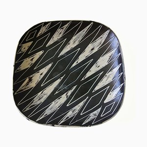 Vintage Handmade Black/White Plate/Bowl from E&J, Denmark