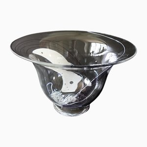 Vintage Handmade Bowl in Clear Glass from Sjösala S