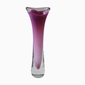 Vintage Mouth-Blown Purple Tall Vase by Paul Kedelv for Flygsfors, Sweden