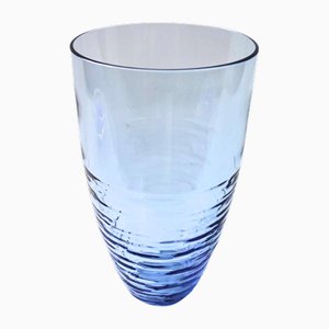 Vintage Handmade Blue Tinted Glass Vase from Steninge Glasbruk, Sweden