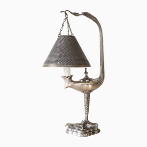 Silvered Bronze Table Lamp in the style of Aladdin