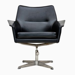 Sedia girevole in similpelle con base in alluminio pressofuso, Scandinavia, anni '50