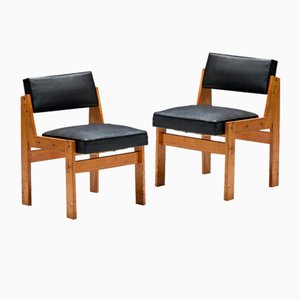Modern Chairs in Oak and Original Vinyl by Wim Den Boon, 1950s