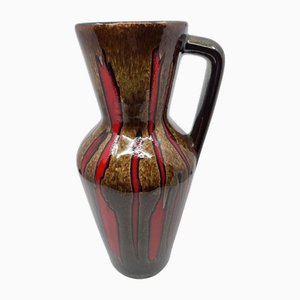 Vintage Vase Model 407 in Brown and Red Ceramic from Scheurich Keramik, Germany, 1960s
