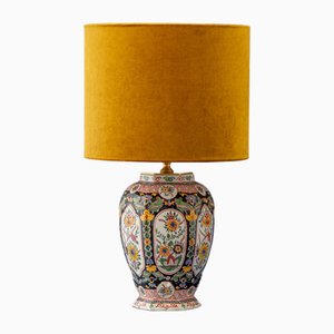 Lampe de Bureau Hexagonale Chinoiserie par Royal Tichelaar Makkum pour Delft, 1940s
