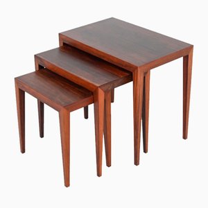 #163 Nesting Tables in Rosewood by Severin Hansen for Haslev Møbelsnedkeri, Denmark, 1960s, Set of 3
