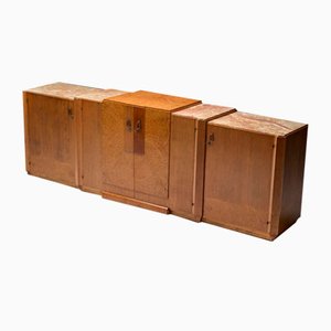 Art Deco Credenza in Marble and Burl Wood, 1930s
