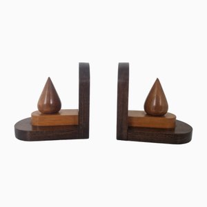 Sujetalibros Art Déco de madera. Juego de 2