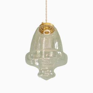 Vintage Bubbled Transparent Glass Pendant Light, 1970s