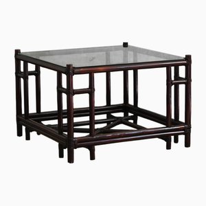 Mesa de centro serie Attila cuadrada de mimbre oscuro de Gasparucci Design para Telemaco, 1970