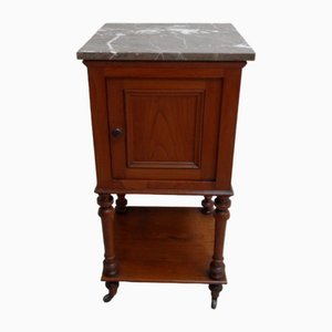 Antique Nightstand with Marble Top, 1890s