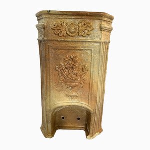 Terracotta Water Fountain with Floral Decoration and Medici Cup, 19th Century