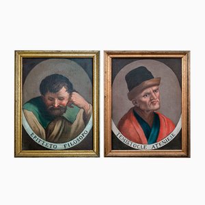 Il Todeschini, Portraits of the Philosophers Epitetus and Themistocles, Athens, 1600s-1700s, Paintings, Framed, Set of 2