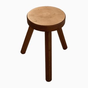 French Pine Wooden Stool, 1960