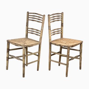 Set of Regency Faux Bamboo and Rush Seat Chairs