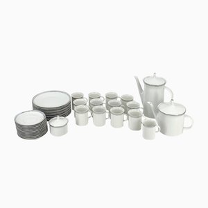 Porcelain Tableware Service Friedrichstrasse 4042 with Platinum Rim by Hans Theo Baumann for Rosenthal, Germany, 1970, Set of 40