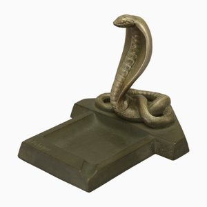 Art Deco Ashtray with Bronze Cobra by André Pichegru, 1930s