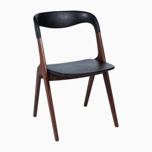 Chaise Sonja en Teck et Skaï Noir par Johannes Andersen pour Vamo Sønderborg, 1960s