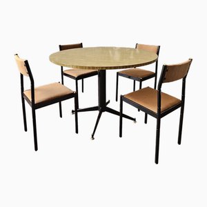 Mid-Century Italian Design Dining Table & Chairs, Set of 5