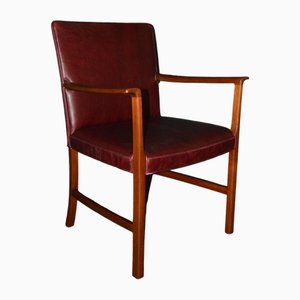 Fauteuils en Teck Rouge Bordeaux par Ole Wanscher pour AJ Iversen, 1950s, Set de 2