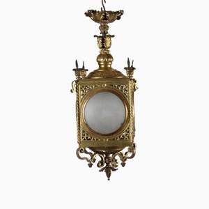 Antique Lantern in Gilded Bronze with Decorations, Early 20th Century