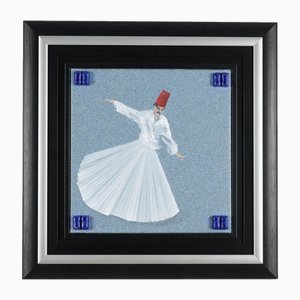 Aldo Mondino, Figure, Huile & Technique Mixte sur Linoléum, 20e Siècle