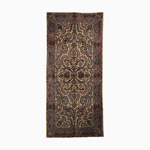 Antique Middle Eastern Kerman Laver Rug in Cotton & Wool