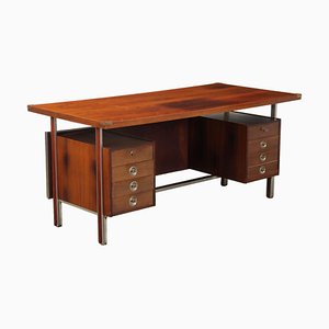 Escritorio vintage de chapa de madera exótica, años 60